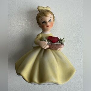 Vintage Napco  February Ceramic Girl Figurine with Heart
